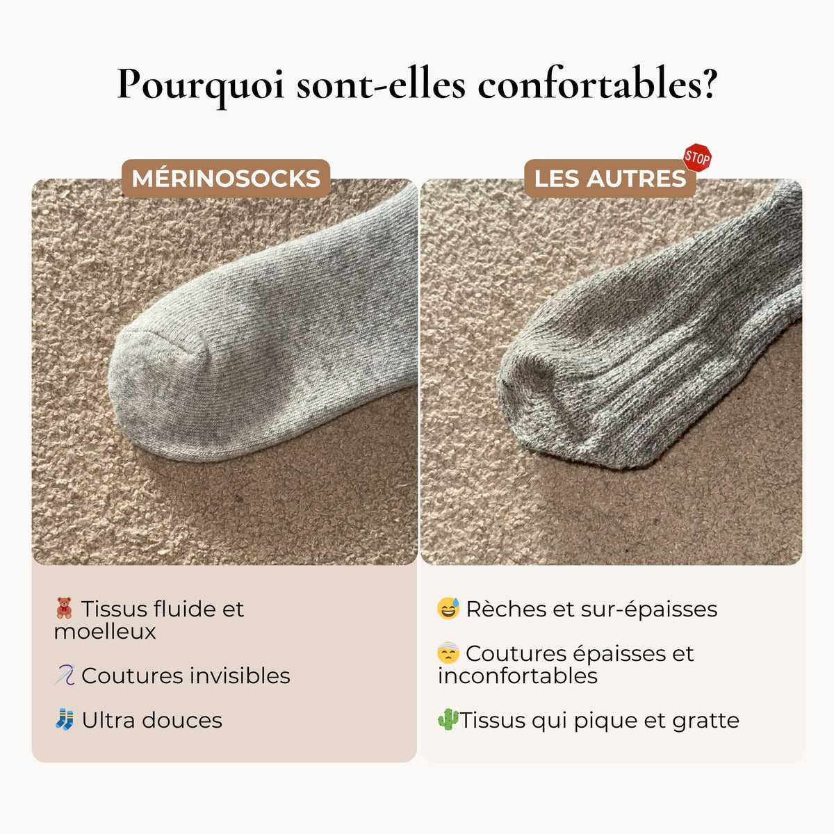 Chaussettes en laine de mérinos